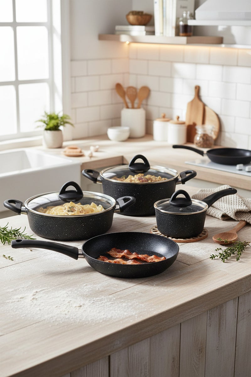 Bernardo 9 Piece Granite Cookware Set Black (Made in Turkey) - Image 2